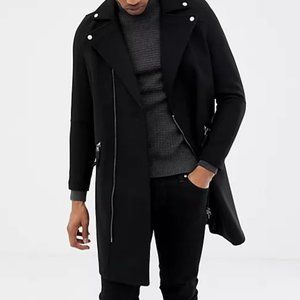 ASOS Black Wool Moto Jacket Mens Oversized M - Fits like a womens L/XL